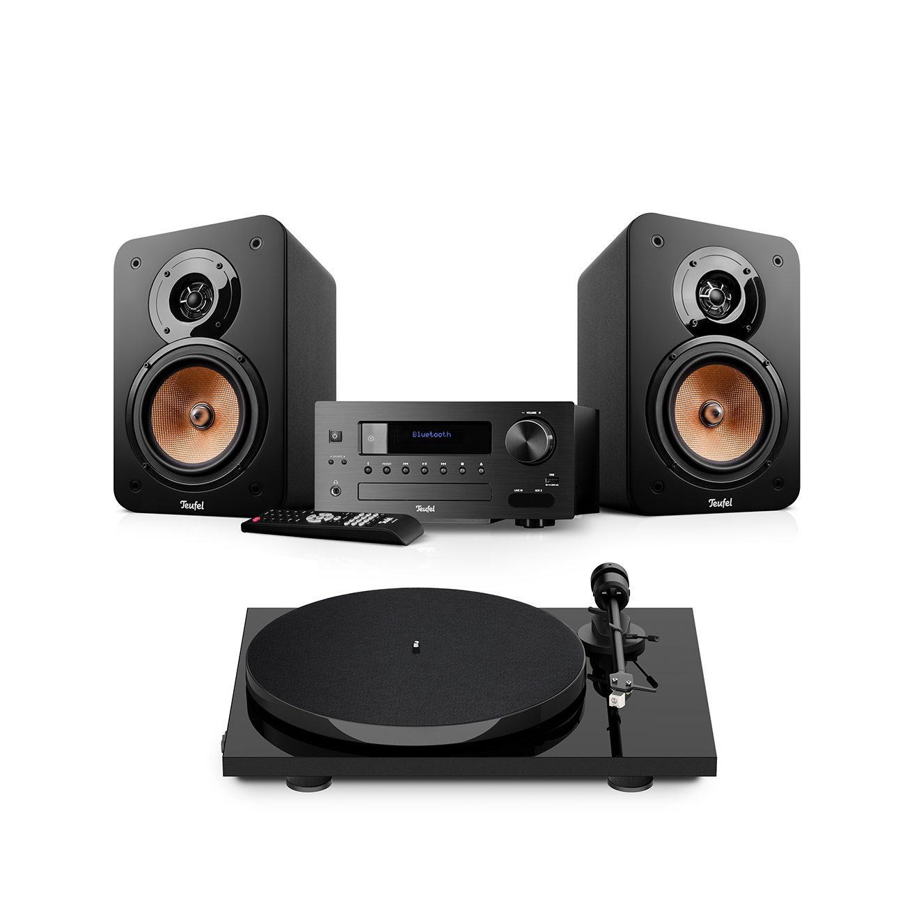 ULTIMA 20 KOMBO 2 + Pro-Ject E1 BT Regallautsprecher Plattenspieler Stereo Receiver Bluetooth Schwarz