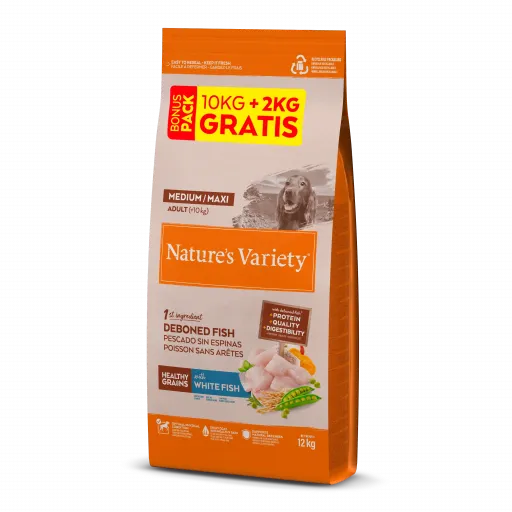 Nature's Variety Medium Adult Healthy Grain Weißfisch Für Hunde 10+2
