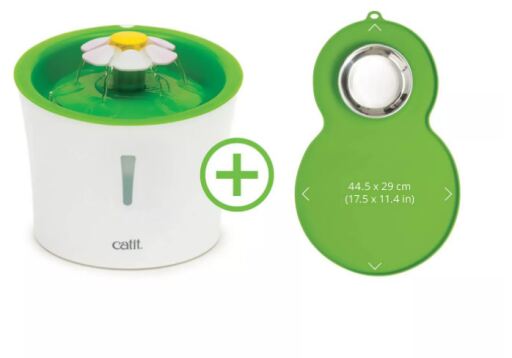 Catit Kit Combo Flower Fountain + Silicone Mat + Feeder Bowl 24X24 Cm