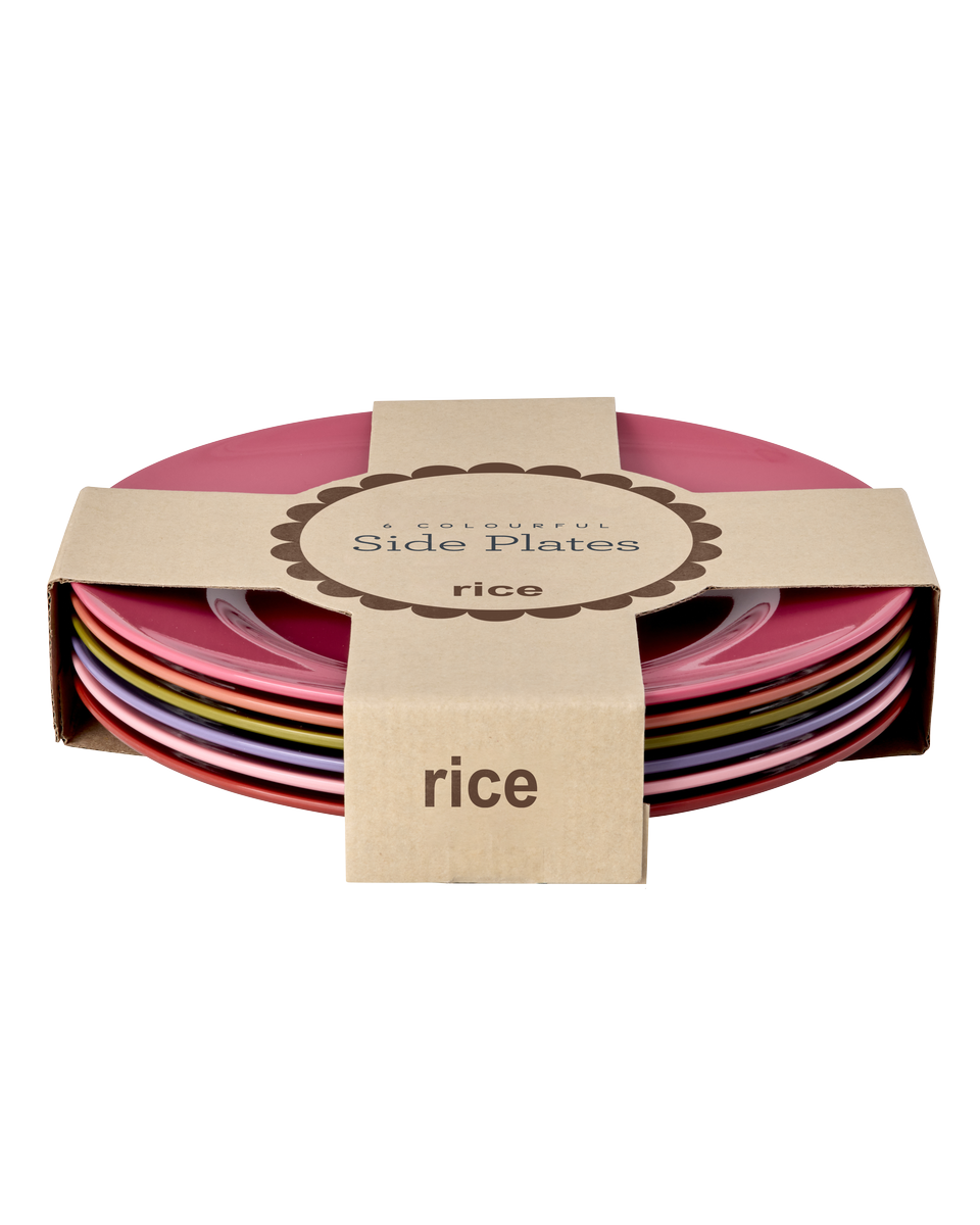 Rice - Melamine Round Dinner Plates - Assorted Solid Colors - 6 Pack