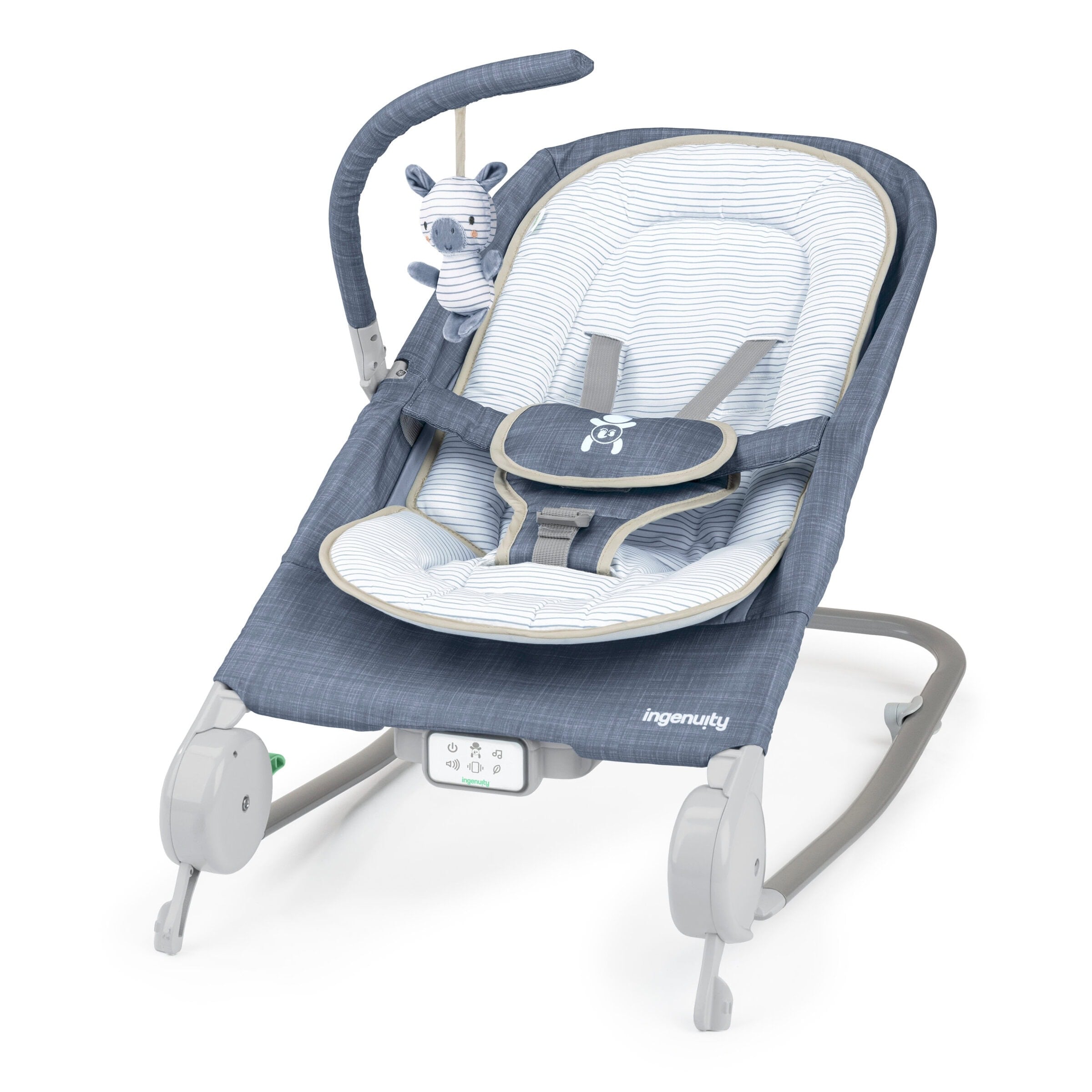 Ingenuity - Happy Belly Rock-to-Bounce Massage Seat - Chambray - 0-6 M