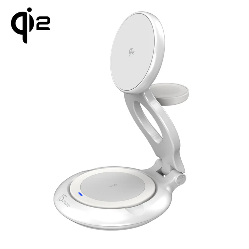 J5create - Qi2 3-In-1 Magnetic Foldable Wireless Charging Station