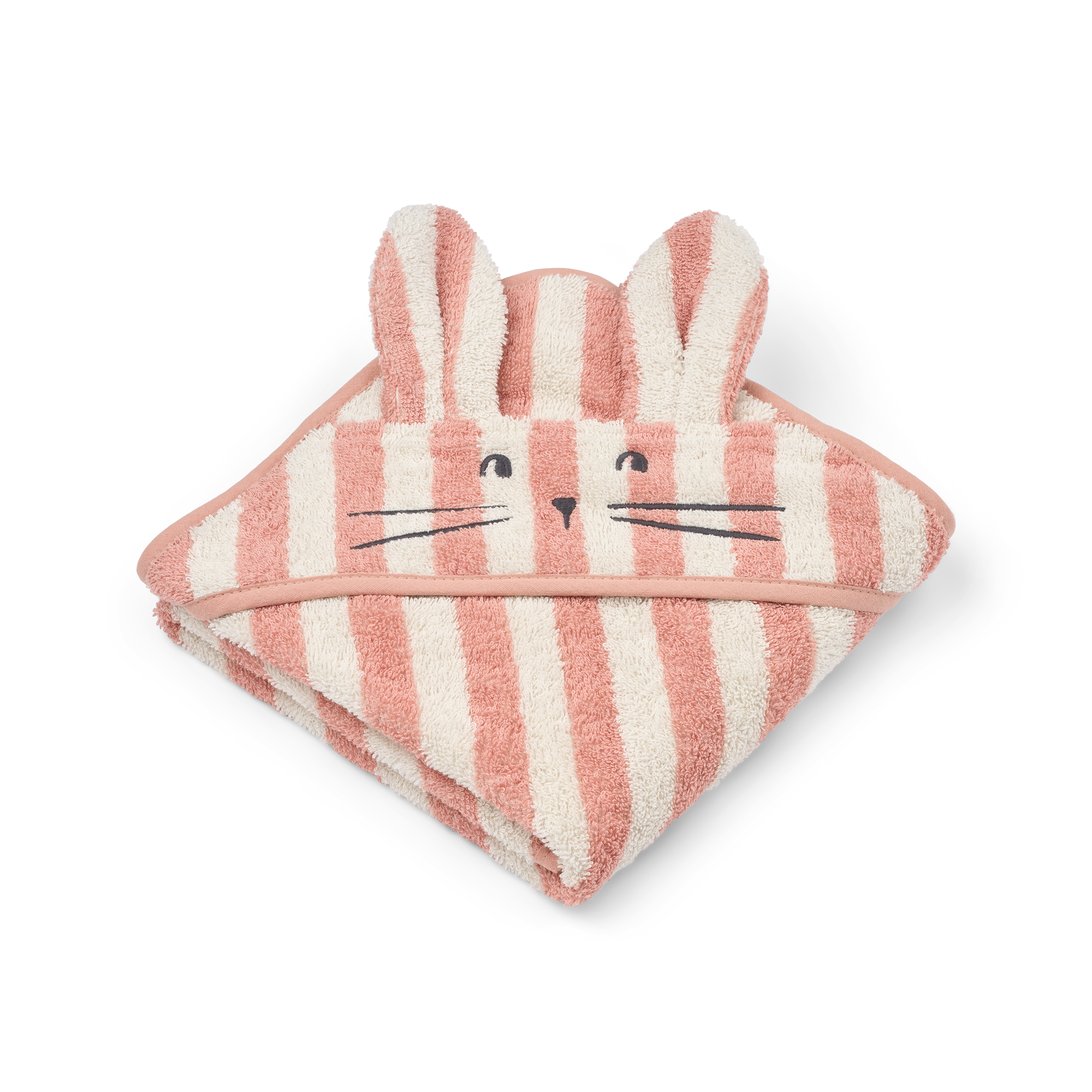 Liewood - Albert Hooded Towel - Coral blush / creme de la creme stripe - One size