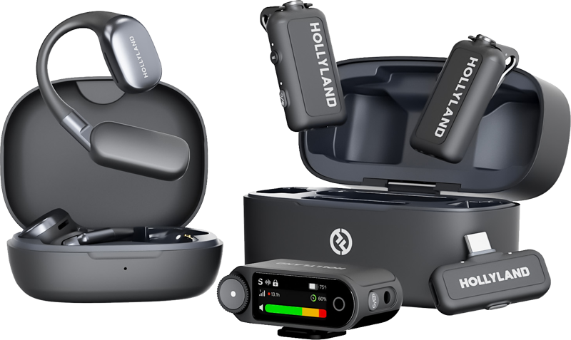 Hollyland - LARK MAX 2 Ultimate Combo mit OWS-Monitor-Ohrhörer + Kameraempfänger + USB-C-Empfänger