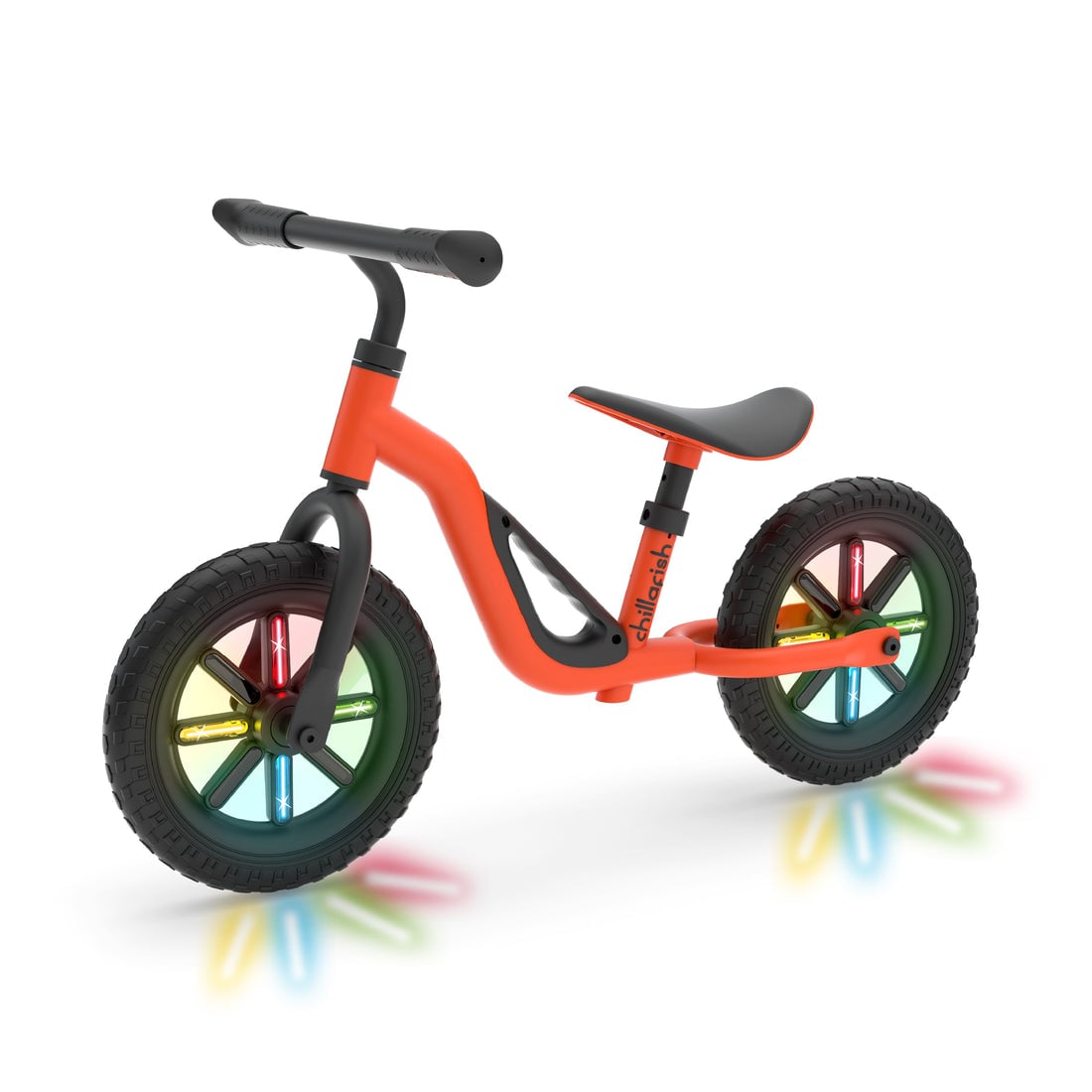 Chillafish – GLOW 10" Leichtes Laufrad mit leuchtenden Rädern – Orange, 1,5–4 Jahre
