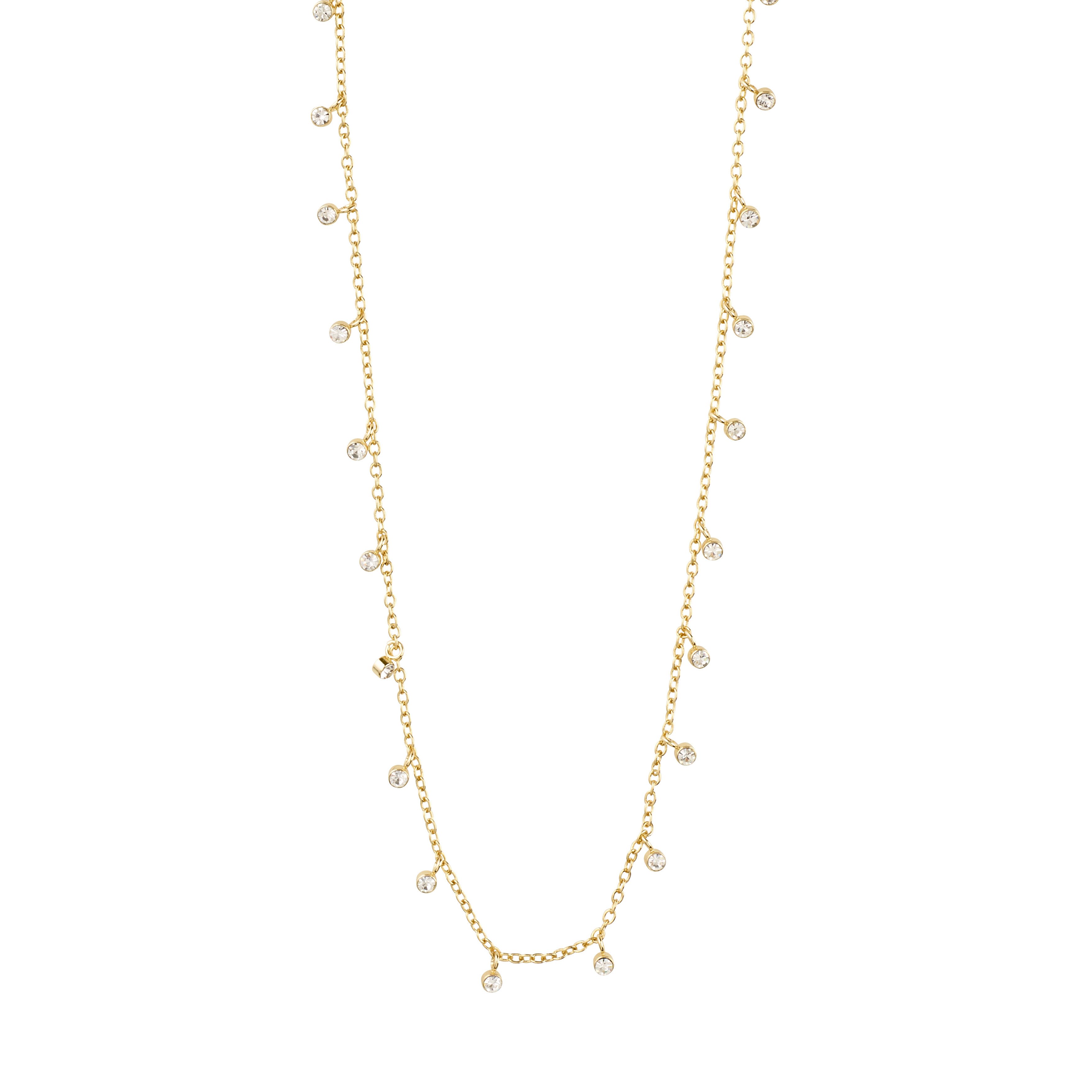 PILGRIM - MAJA Crystal Multi Drops Necklace - Gold Plated - 38 cm + 9 cm Extension