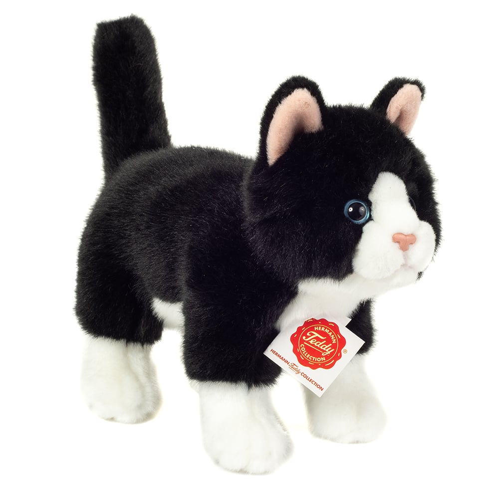 Teddy Hermann - Standing Cat black-white 20 cm (918202)