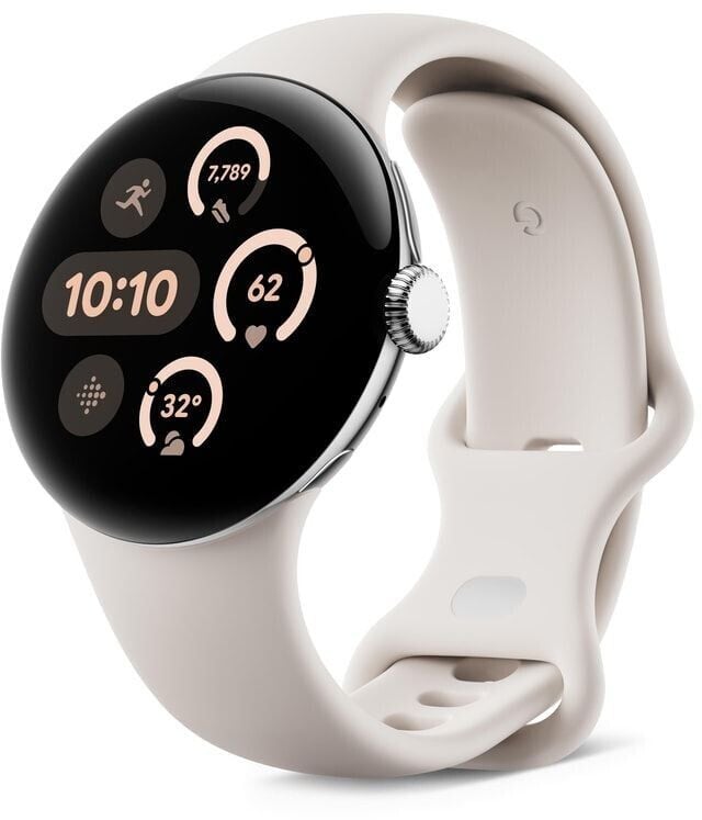 Google - Pixel Watch 3 41mm 4G Polished Silver/Porcelain