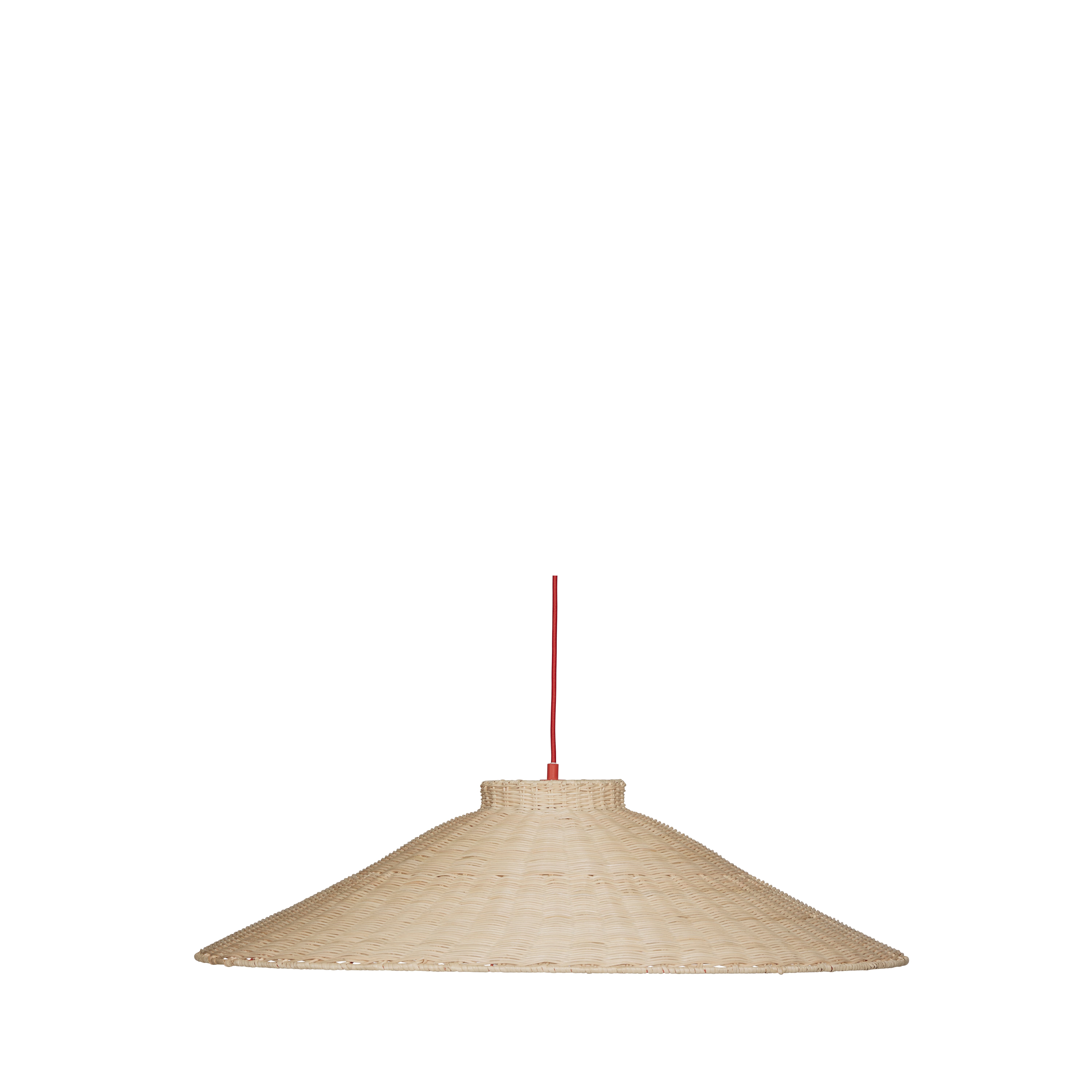 Hübsch – Chand Pendelleuchte Trapez – Ø80 cm – Rot & Natur