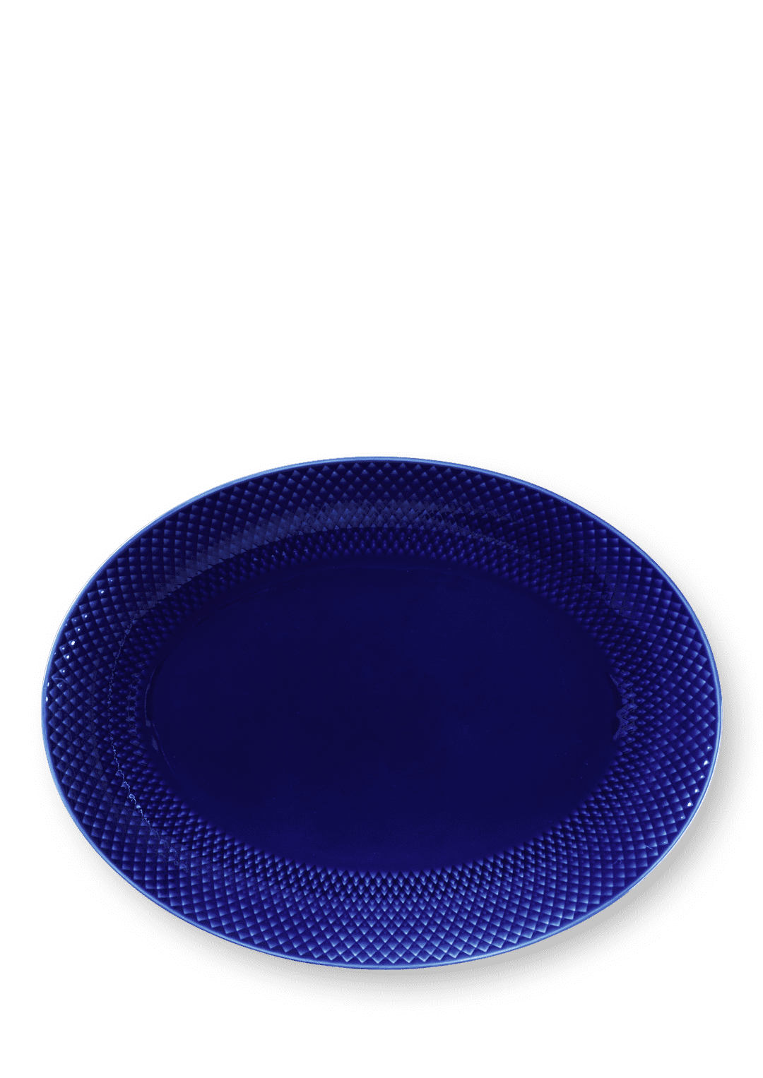 Lyngby Porcelæn - Rhombe Color Ovale Servierplatte - 35x26,5 cm - Dunkelblau