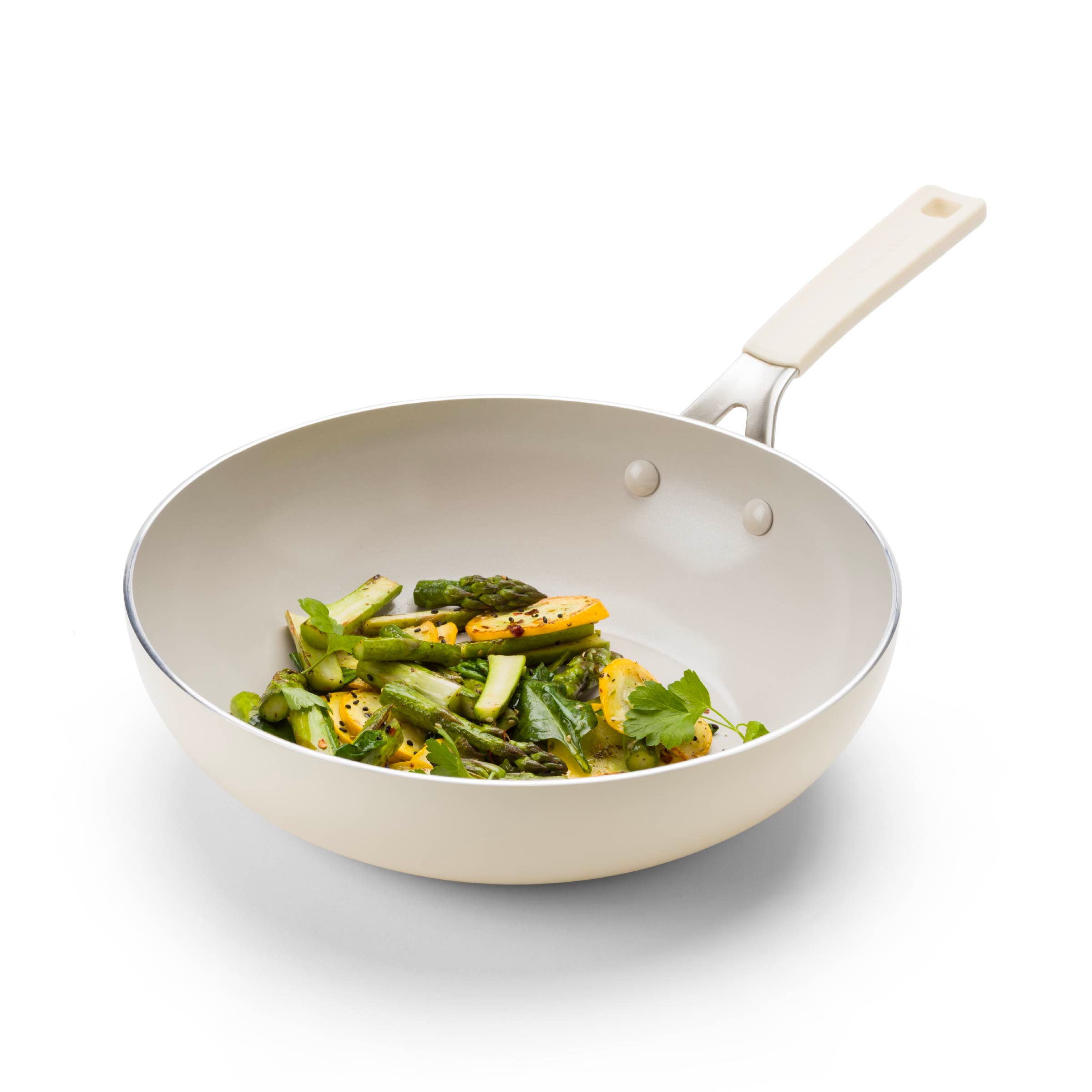 KitchenAid - Coloured Aluminum Wok - Almond Cream - 28 cm