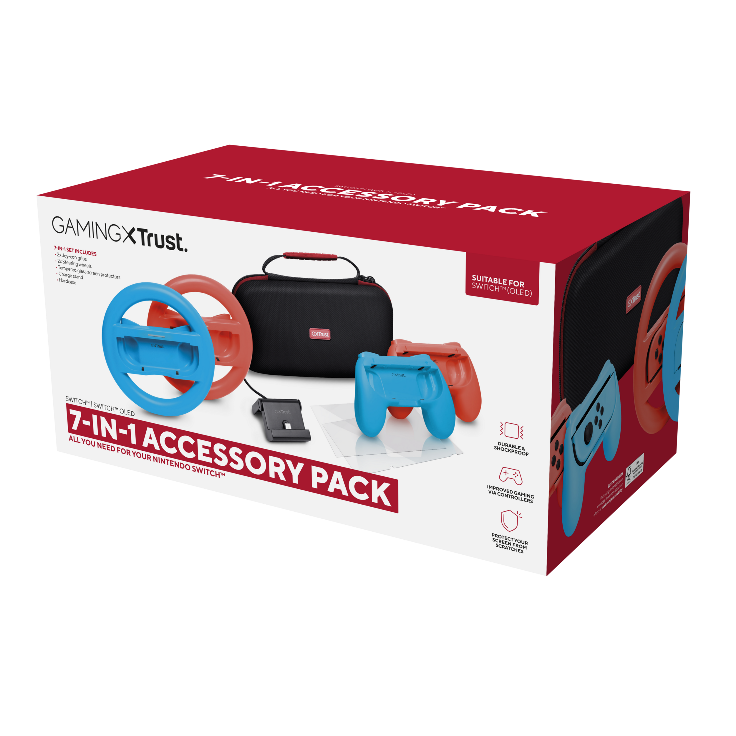 Trust - GXT1249 7-IN-1 Accessory Pack for NSW - Multicoloured - 55 mm (H) x 145 mm (D) x 270 mm (W)