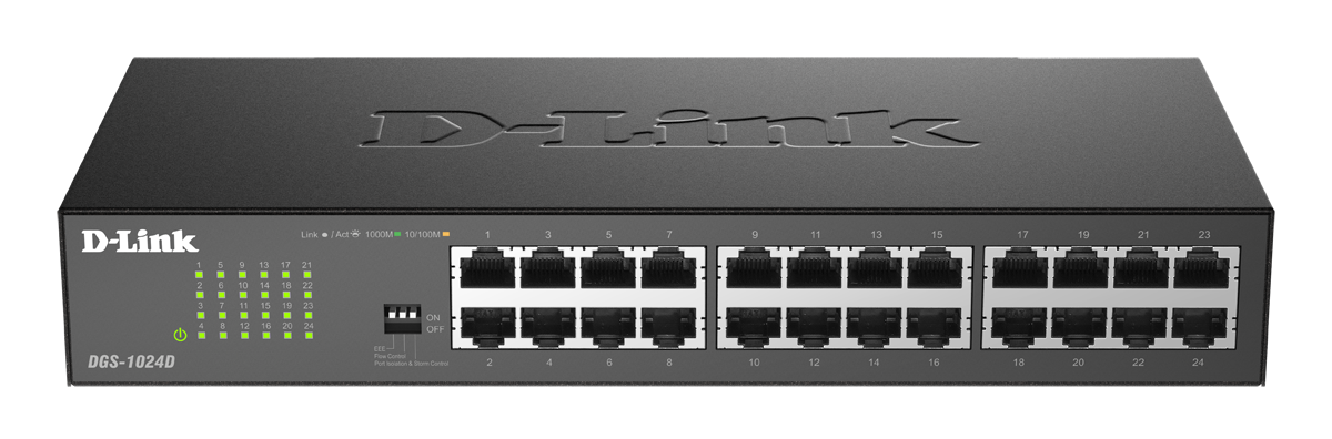 D-Link - DGS-1024D/E 24-Port 10/100/1000 Gigabit Switch, Rackmount/Desktop