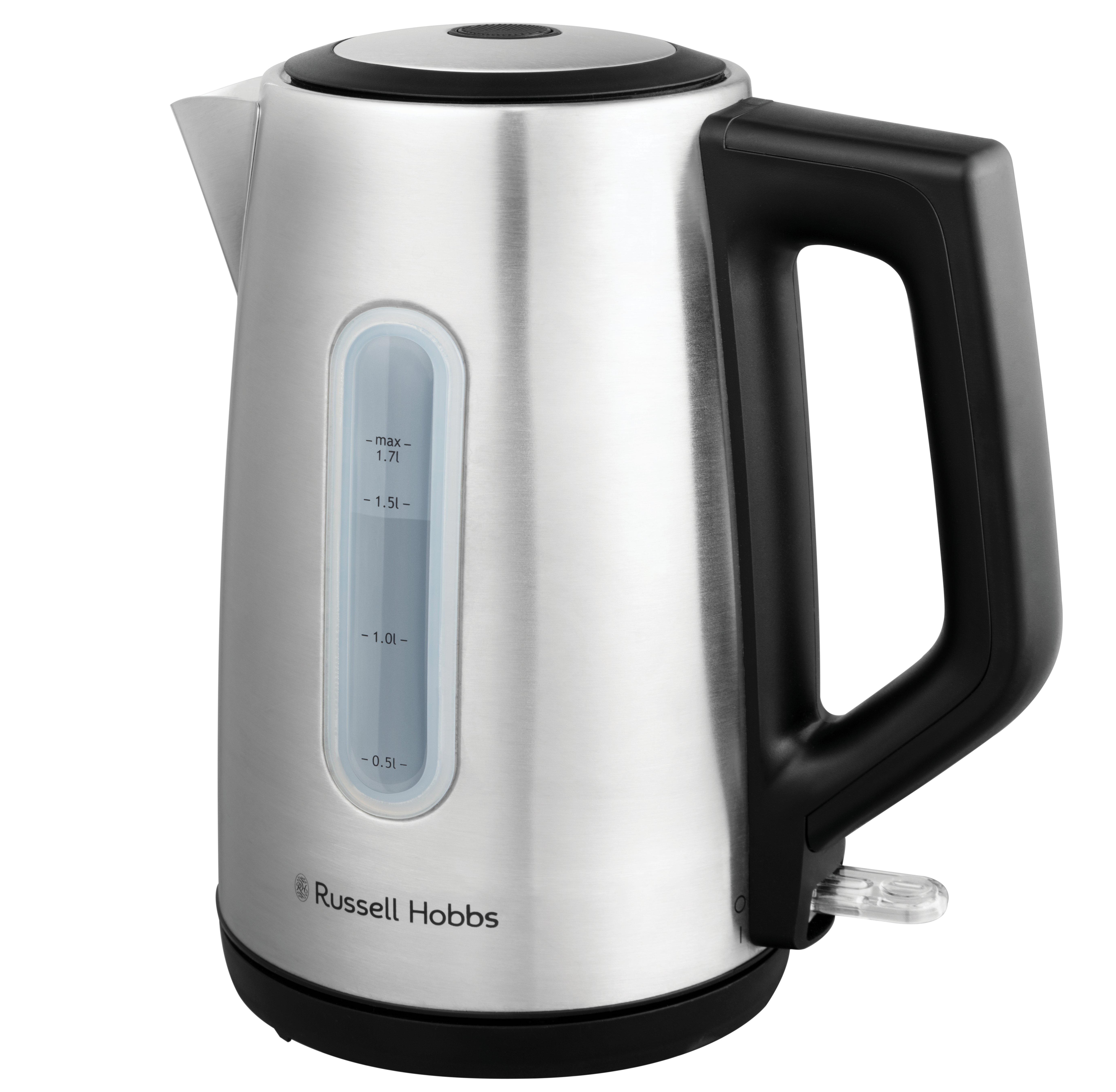 Russell Hobbs - Heaton Brushed Kettle - Brushed Stainless Steel with Black Accents - 1.7L