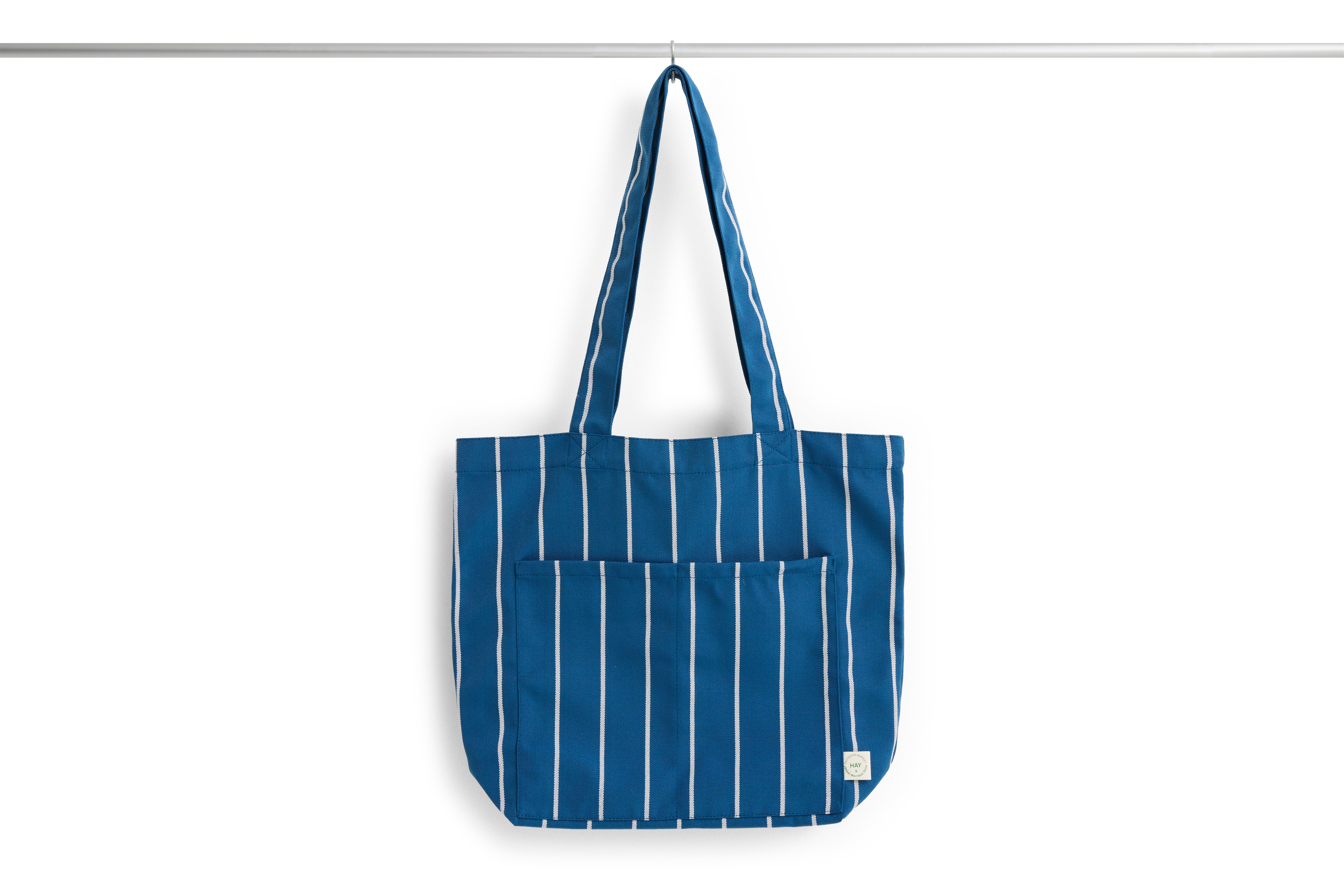 HAY - Outdoor Market Tote Bag - Medium - Blau mit Beiger Streife