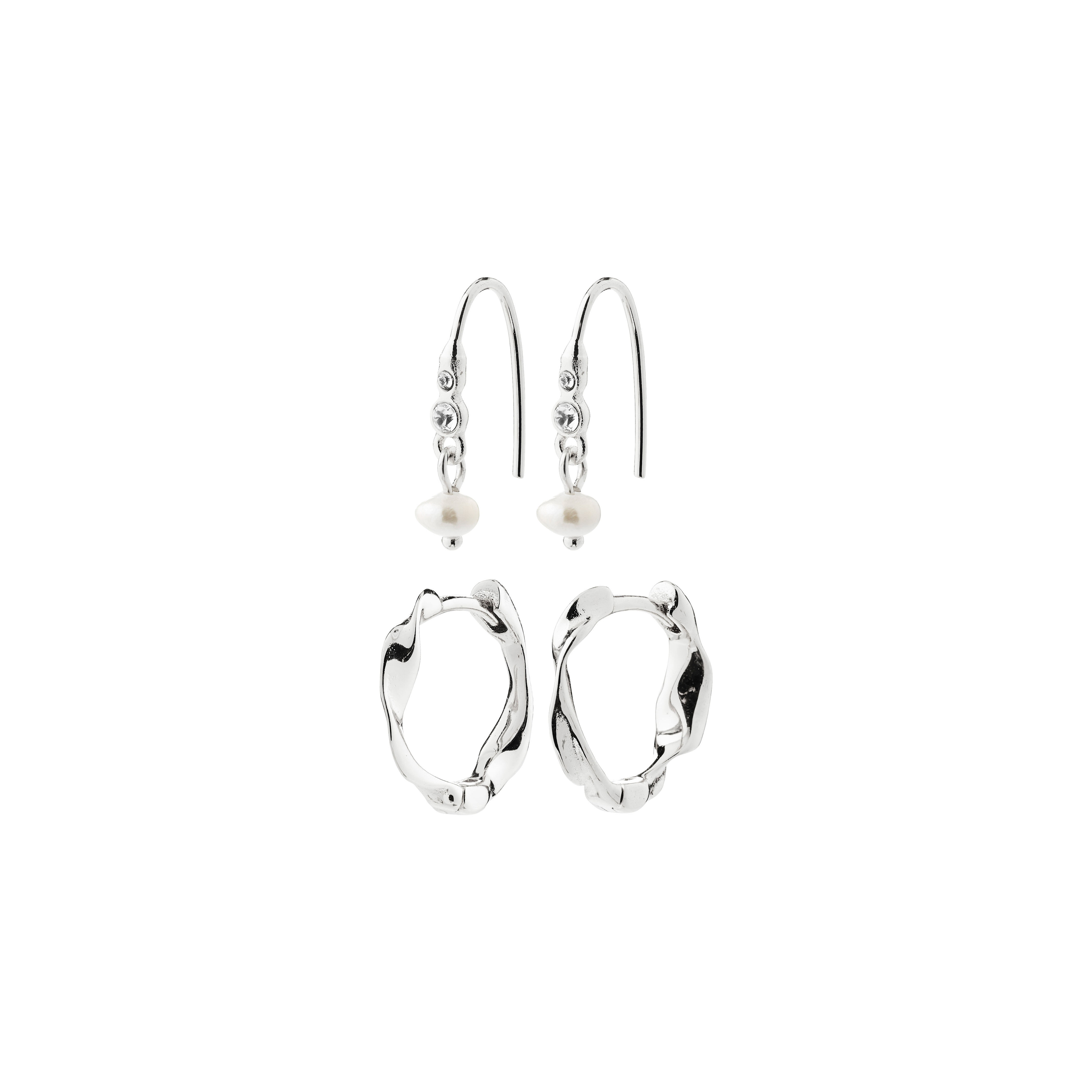 PILGRIM - MORIN Earrings 2-in-1 Set - Silver-Plated - 12/17 mm