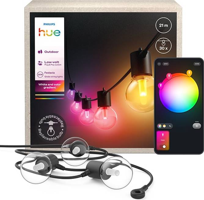 Philips Hue Festavia Globe 21 m 30-flammige Lichterkette