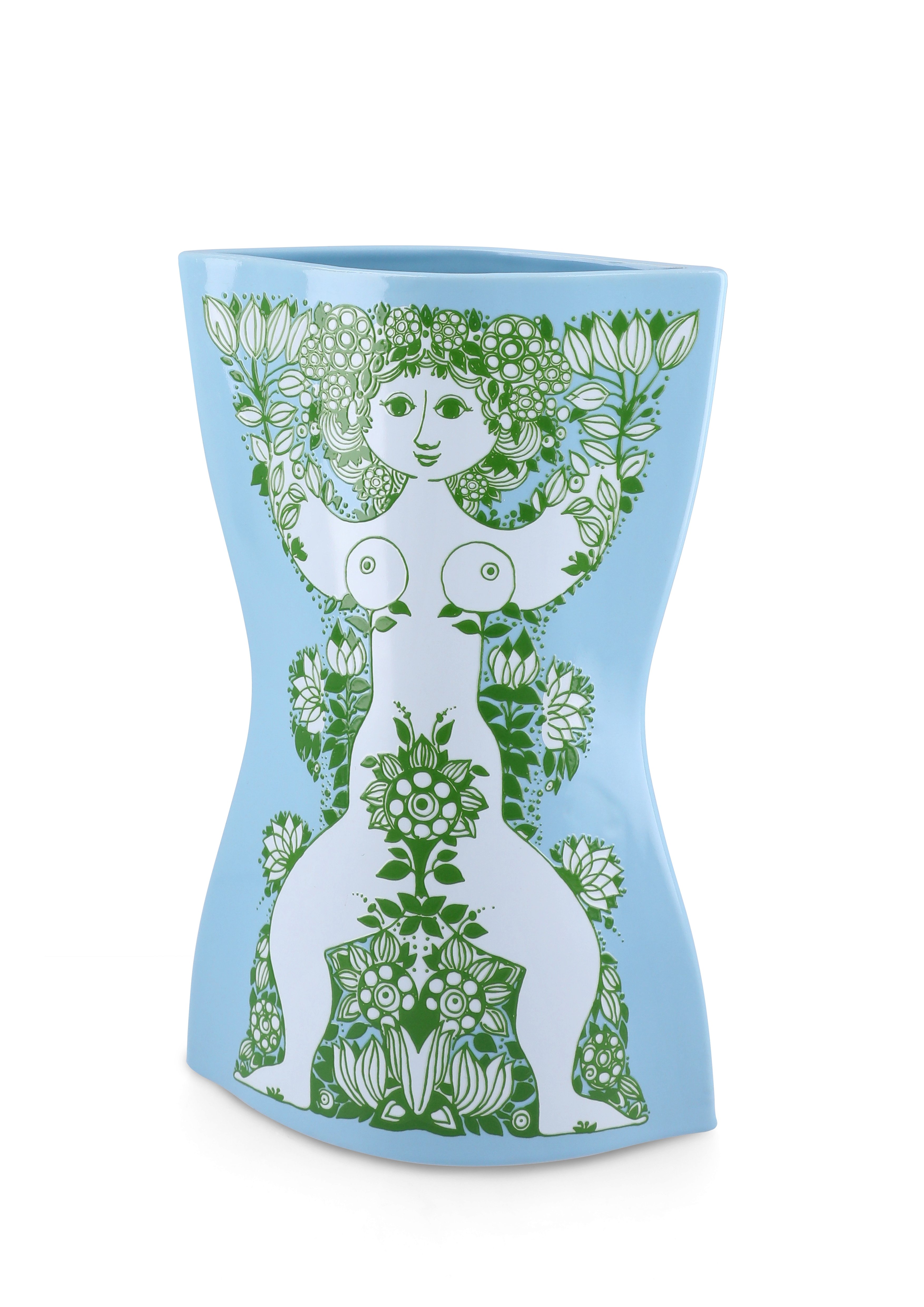 Bjørn Wiinblad - Nina Vase - Hellblau/Grün - H28.5 cm