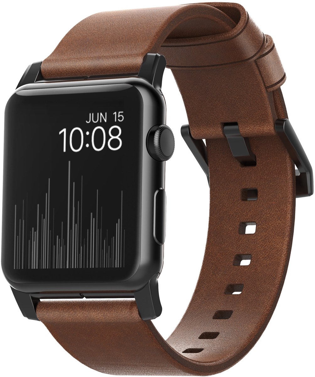 Nomad Lederarmband Apple Watch 42mm / 44mm / 45mm / 49mm braun/schwarz - NM1A4RBM00
