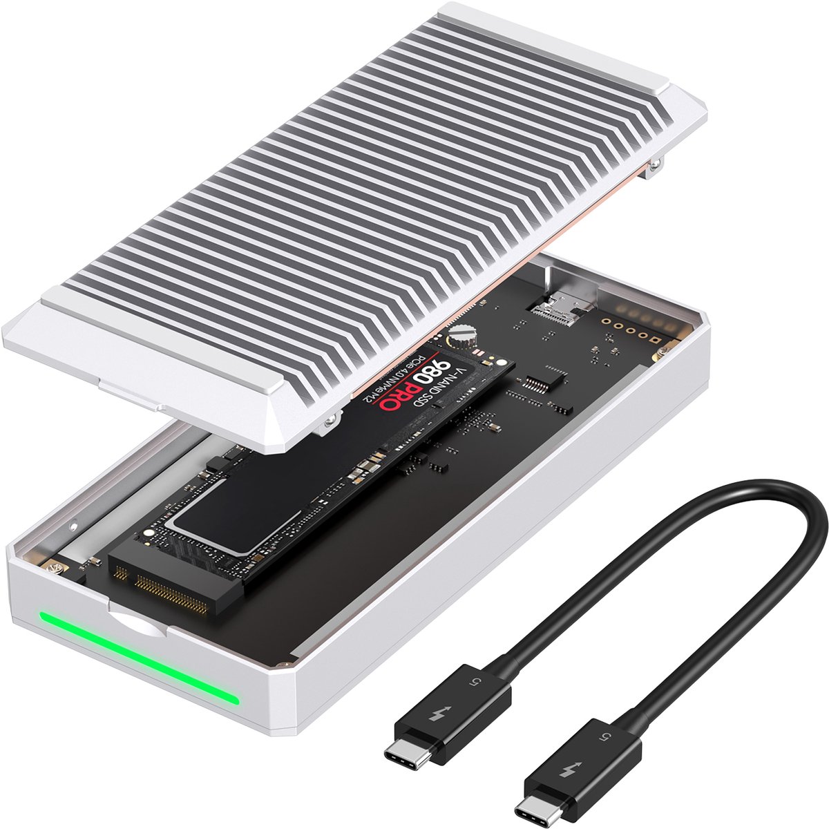 Casecentive M.2 NVMe SSD Gehäuse 80Gbps silber - 8720153797153