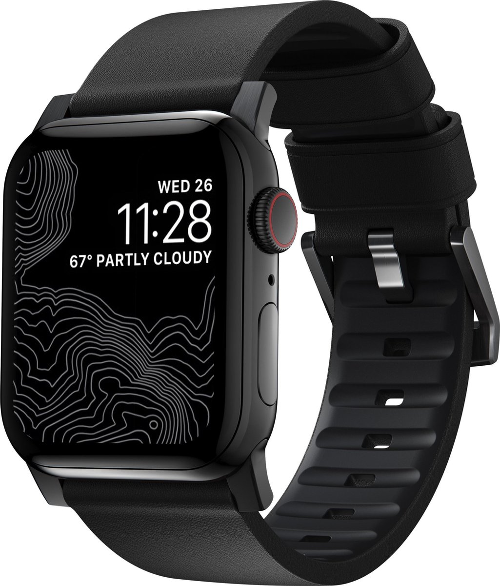 Nomad modern active Lederband Apple Watch 42mm / 44mm / 45mm / 49mm schwarz/schwarz - NM1A41BNW0