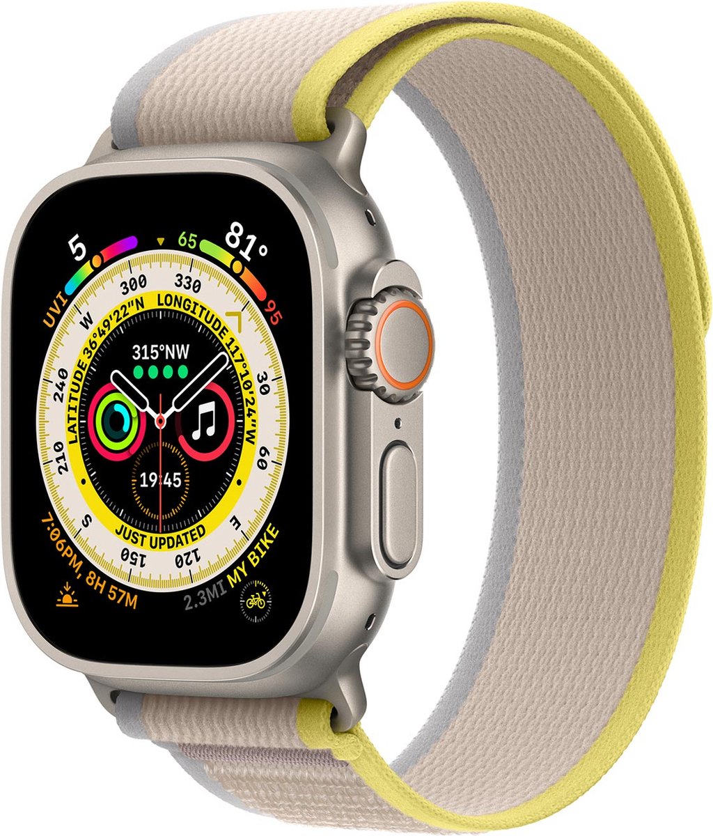 Apple origineel Trail Loop Apple Watch 44mm / 45mm / 46mm / 49mm S/M Gelb / Beige - MQEG3ZM/A