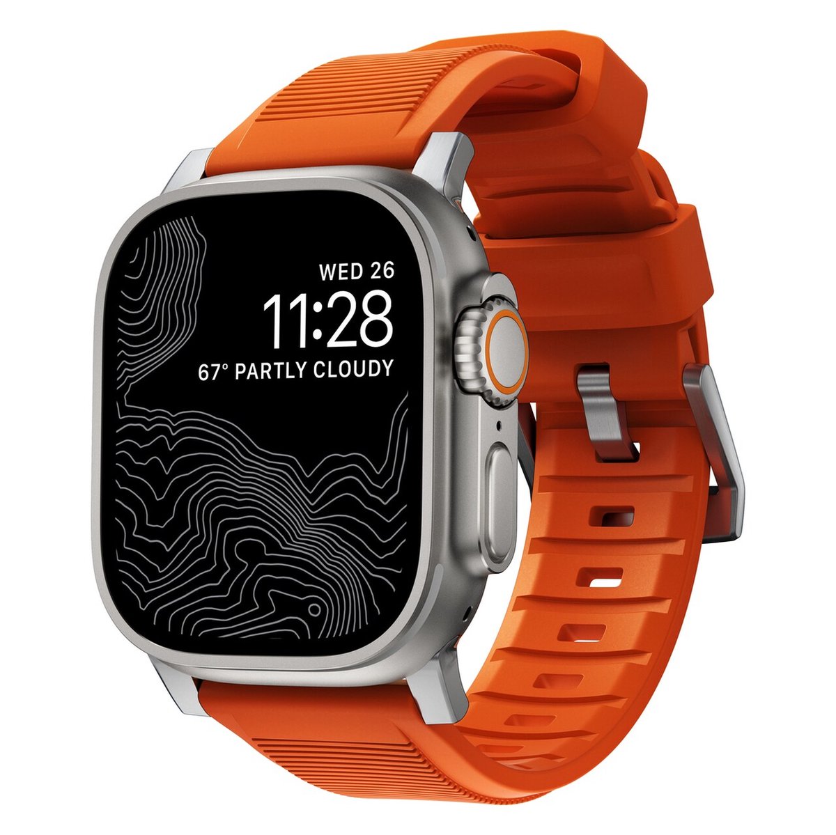 Nomad robustes Sportarmband Apple Watch 42mm / 44mm / 45mm / 49mm orange / silber - NM01287285