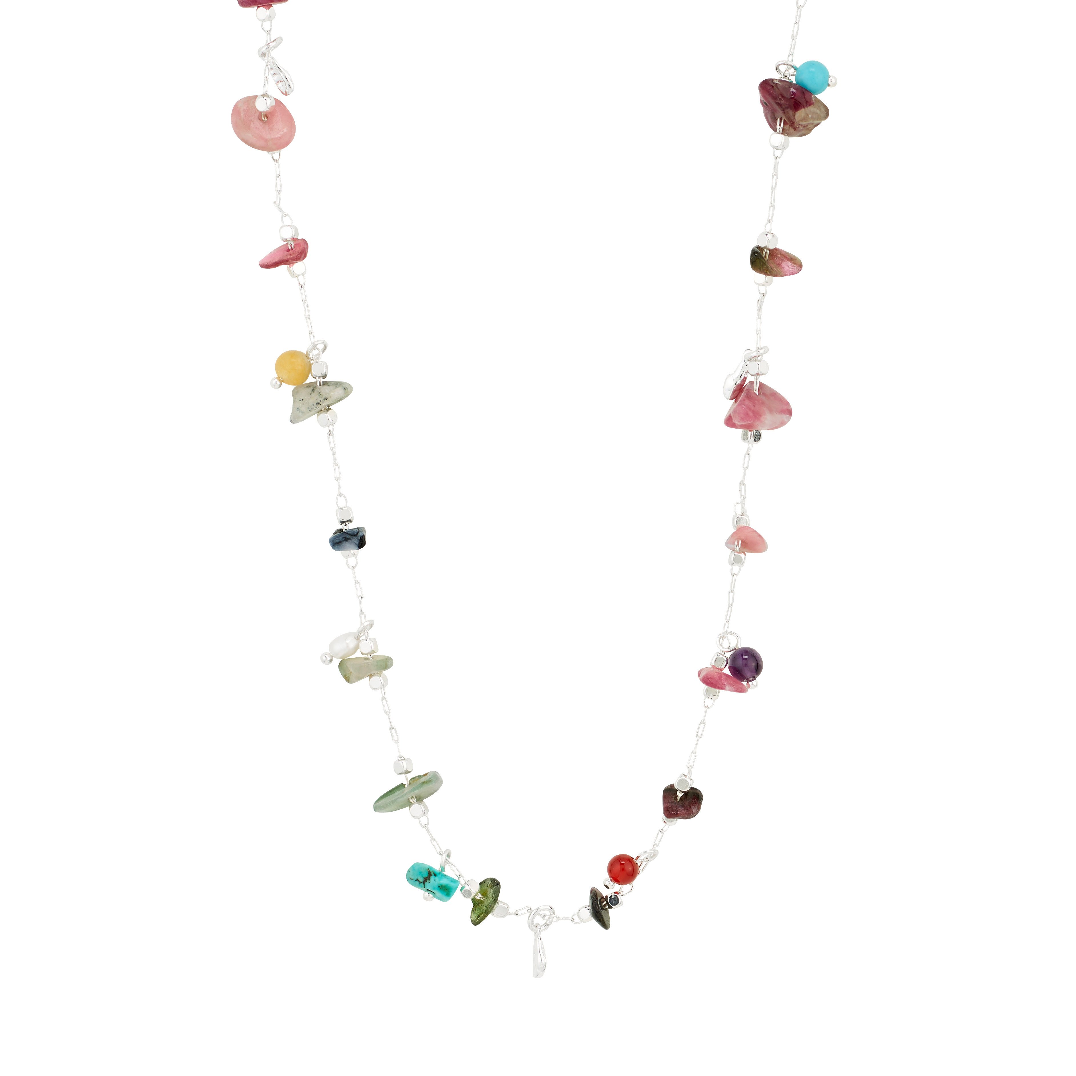 PILGRIM - HERE Necklace - Silver-Plated/Multi - 38 cm + 9 cm Extension Chain