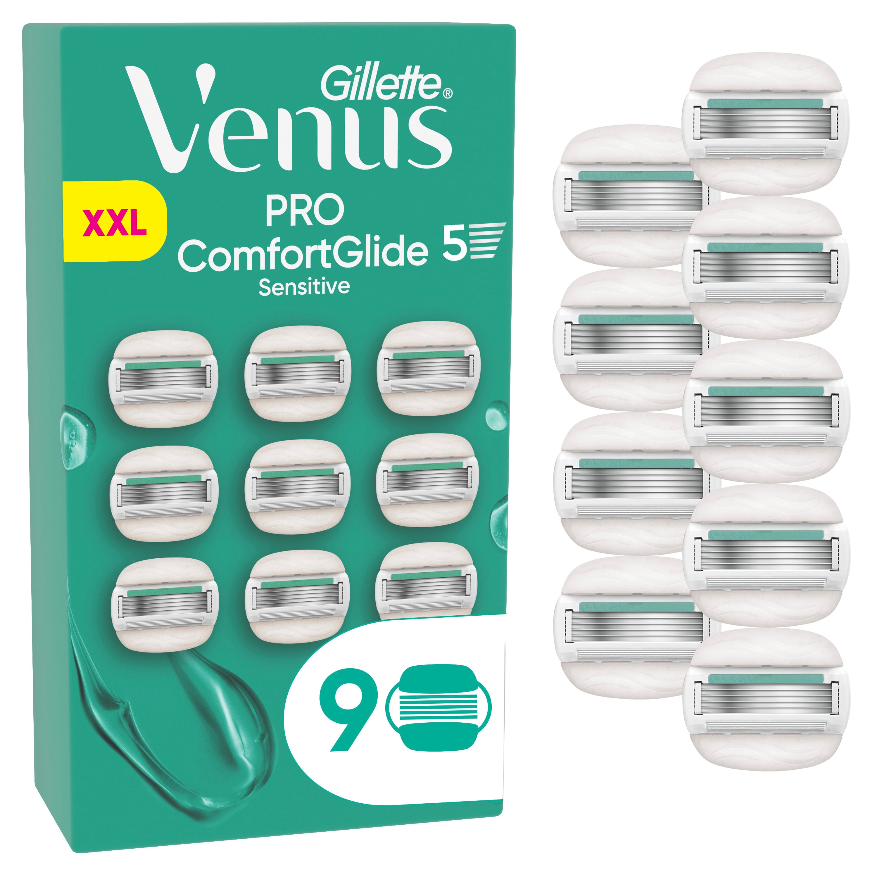 Venus - Pro ComfortGlide Sensitive Rasierklingen - Grün/Weiß - 9 Stück