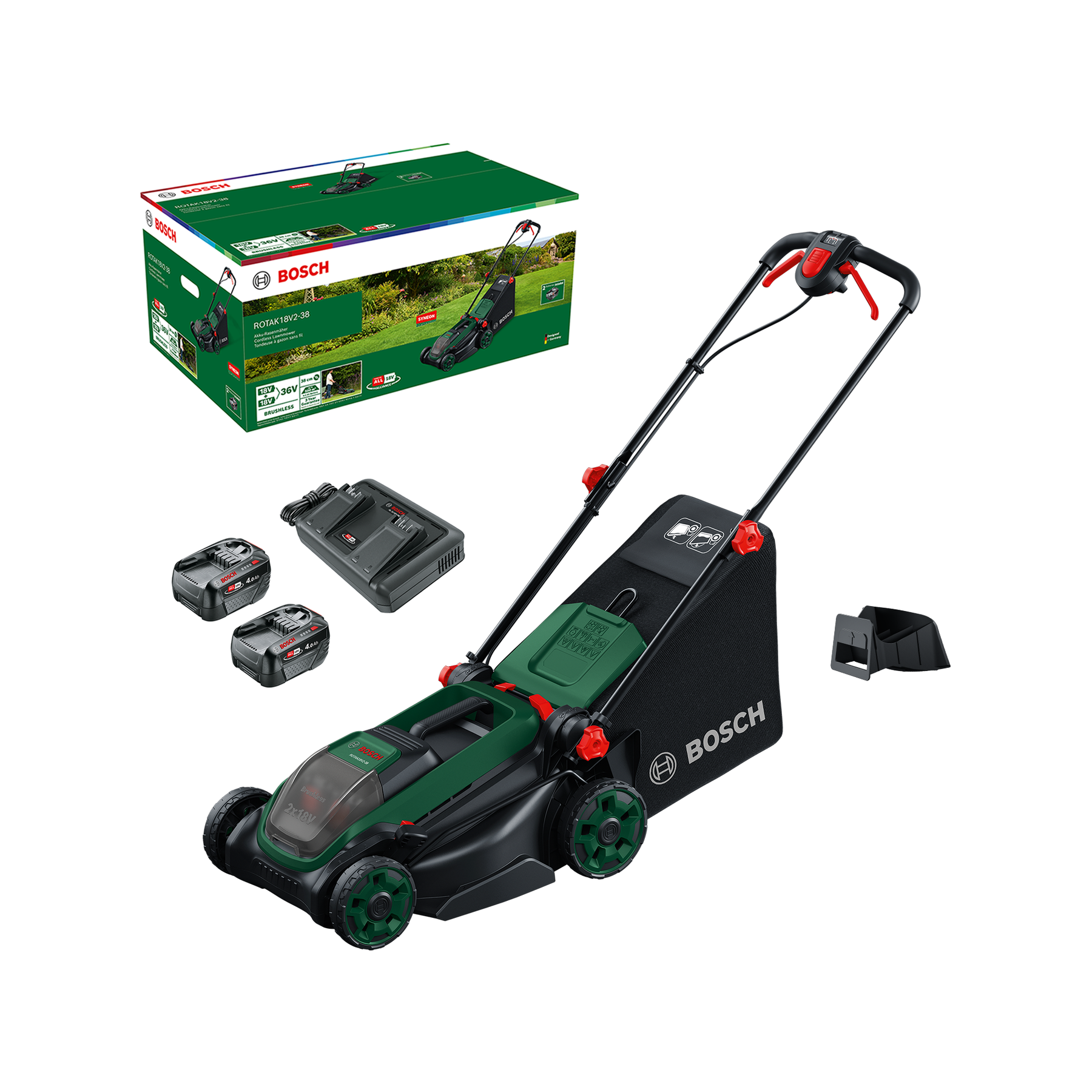 Bosch - Akku-Rasenmäher 36V - Mähen bis 500 m² mit 40L Grasfangkorb und 6 Schnitthöhen