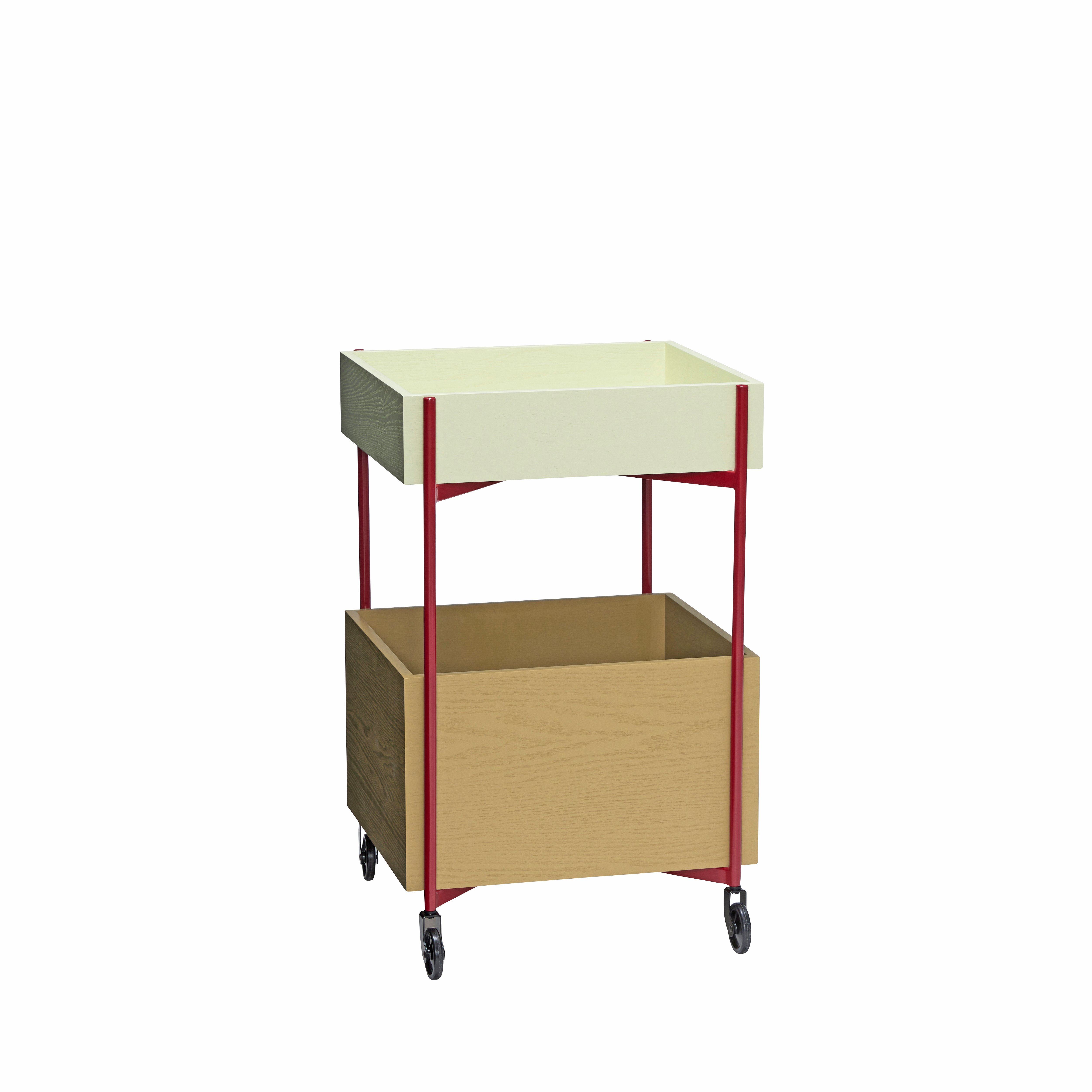 Hübsch – Fresh Servierwagen – 42x41x68 cm – Khaki & Bordeaux