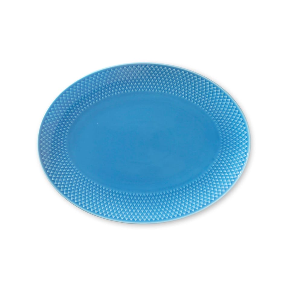 Lyngby Porcelæn - Rhombe Color Ovale Servierplatte - 28,5x21,5 cm - Blau