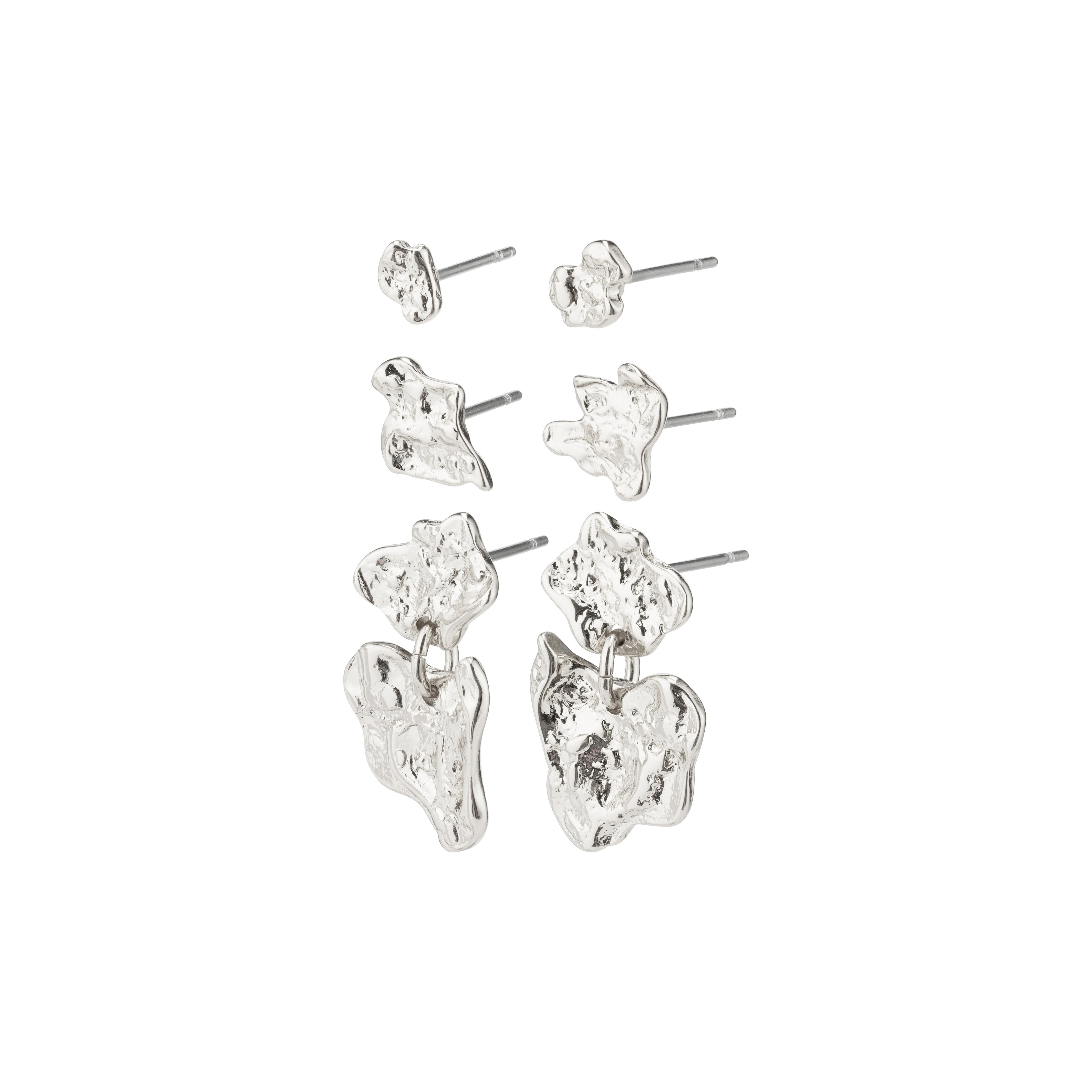 PILGRIM - HORIZON Earrings - Silver Plated - Length: 20 mm / 10 mm / 5 mm