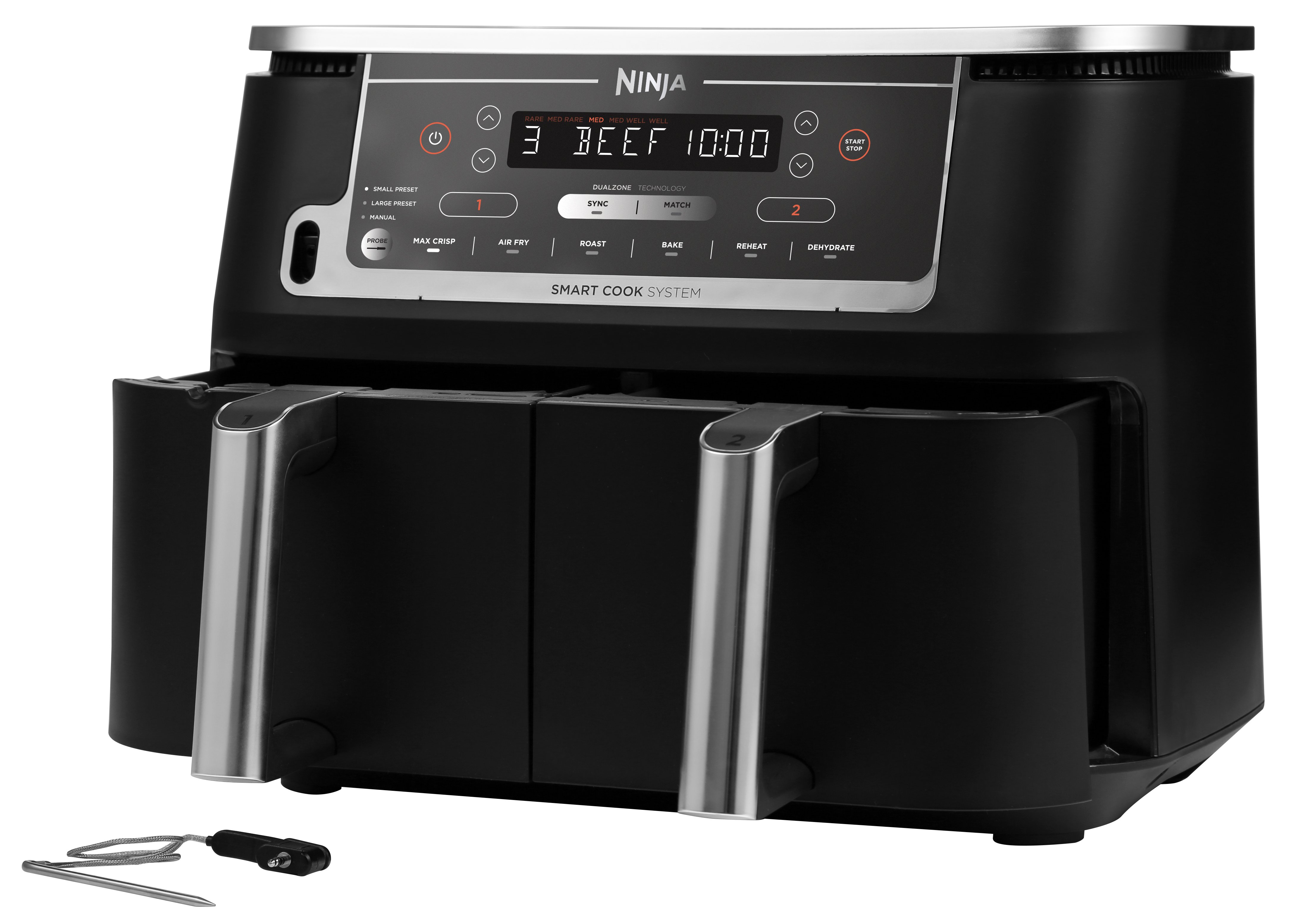 Ninja - Foodi Max Dual Zone AF451EU – Heißluftfritteuse mit Smart Cook-System – 9,5 L