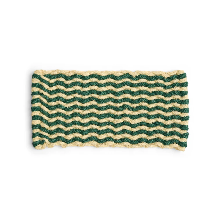 HAY - Stripe Wave Coco Fußmatte 40 x 80 cm (Dunkelgrün & Weiß)