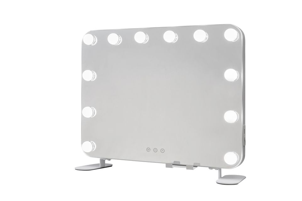 Glow Up - Makeup Artist Mirror - Square w. 12 LED Lamps - White