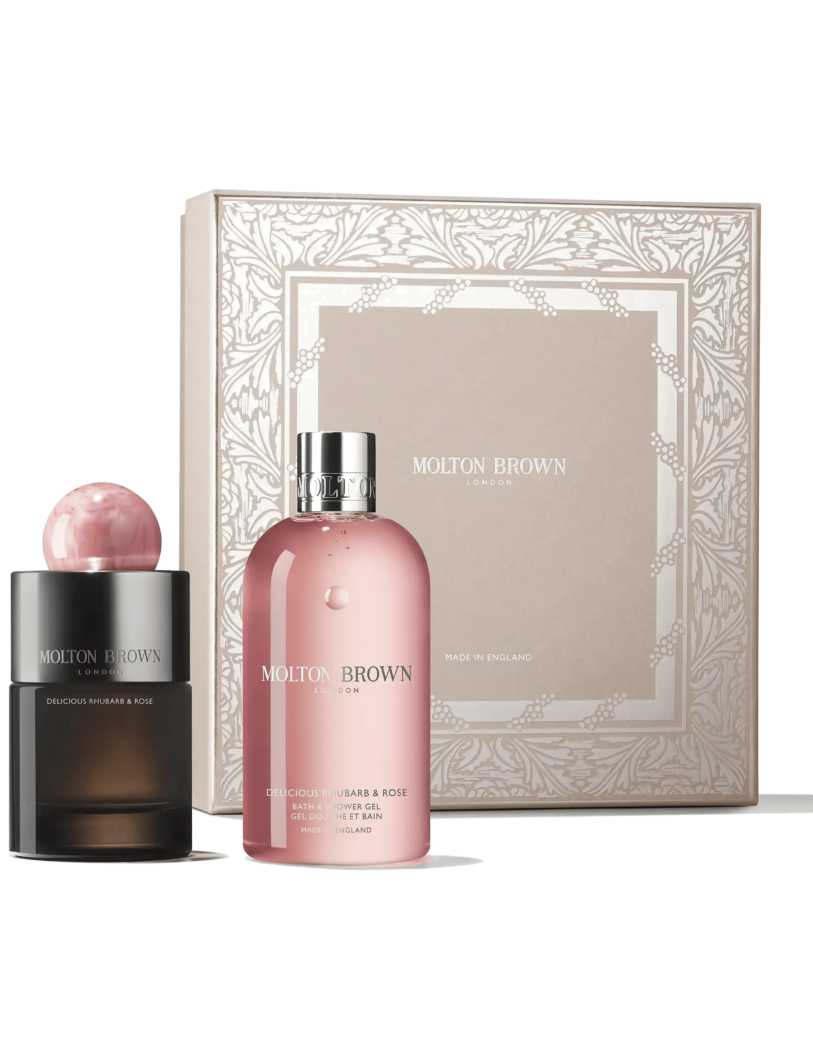Molton Brown -Gift Set Delicious Rhubarb & Rose Fragrance Set - EdP 100 ml + Bath & Shower Gel 300 ml