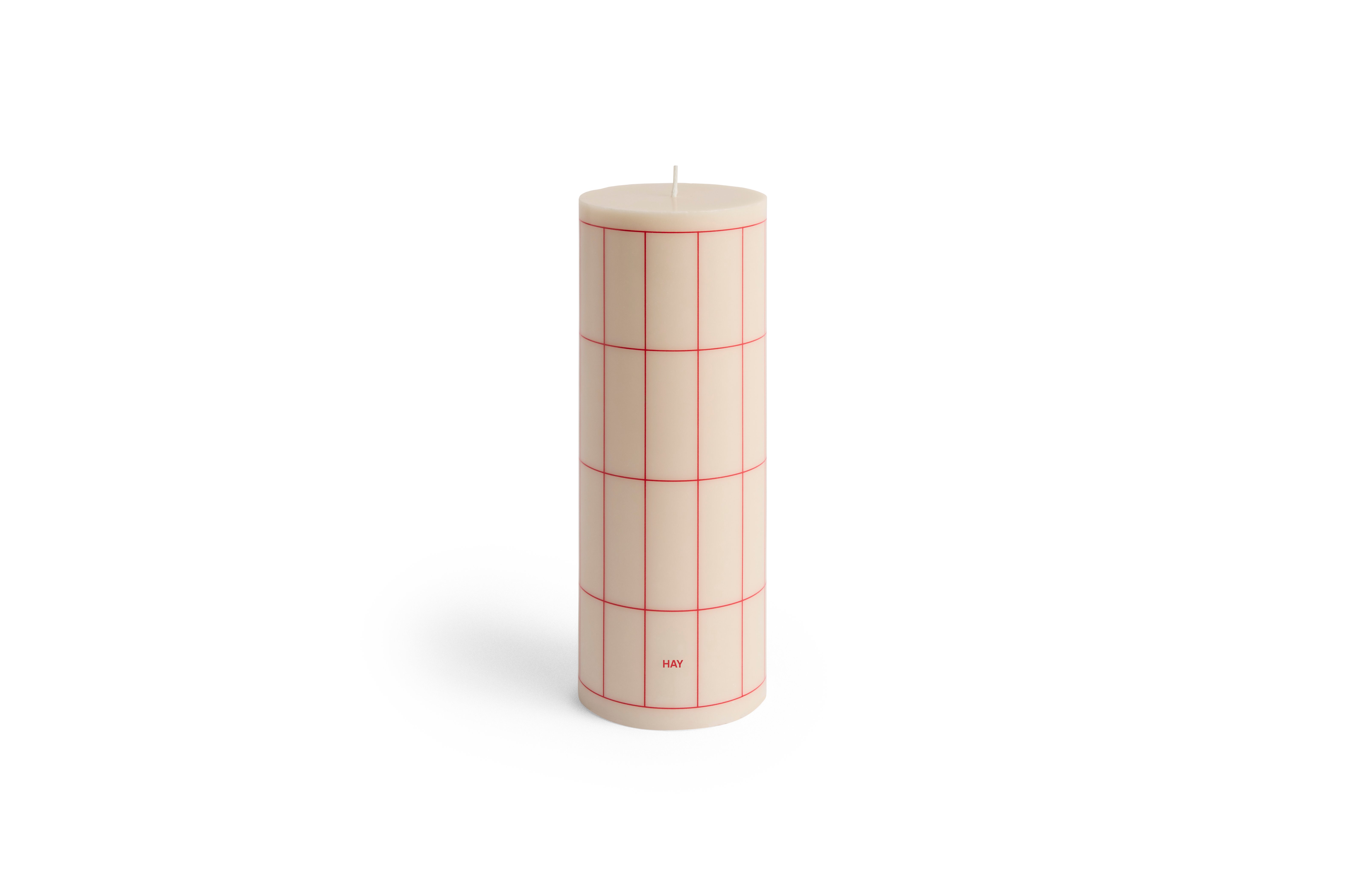 HAY - Column Kerze Large - H25 cm - Weiß & Rotes Karomuster