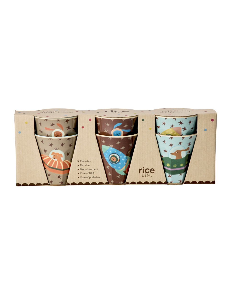 Rice - Melamine Kids Cup with Dogs in Space Print - Small - 160 ml