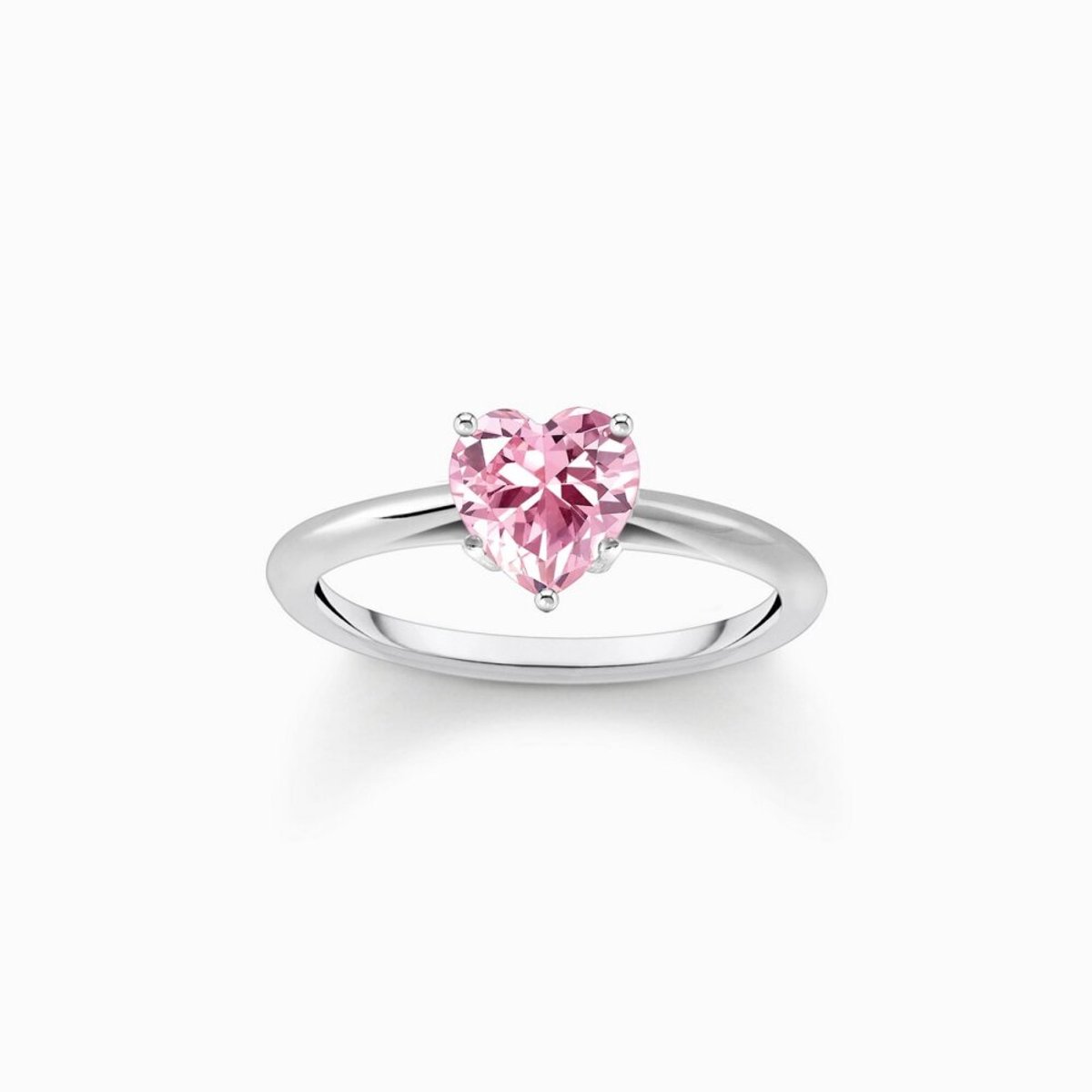 Thomas Sabo TR2476-051-9-56 Silberner Ring mit Pinkfarbenem Stein in Herzform Damen