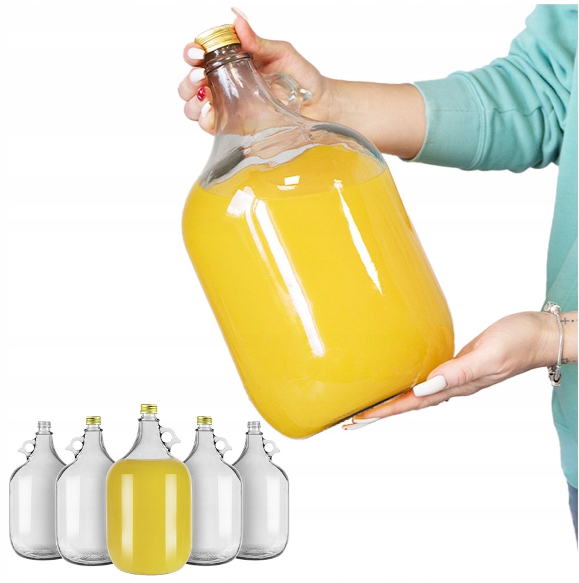 6x DAMA 5L MIT DECKEL, KARAFFE, BALLON FÜR WEIN, HAUSGEMACHTE LIKÖRE, ALKOHOL