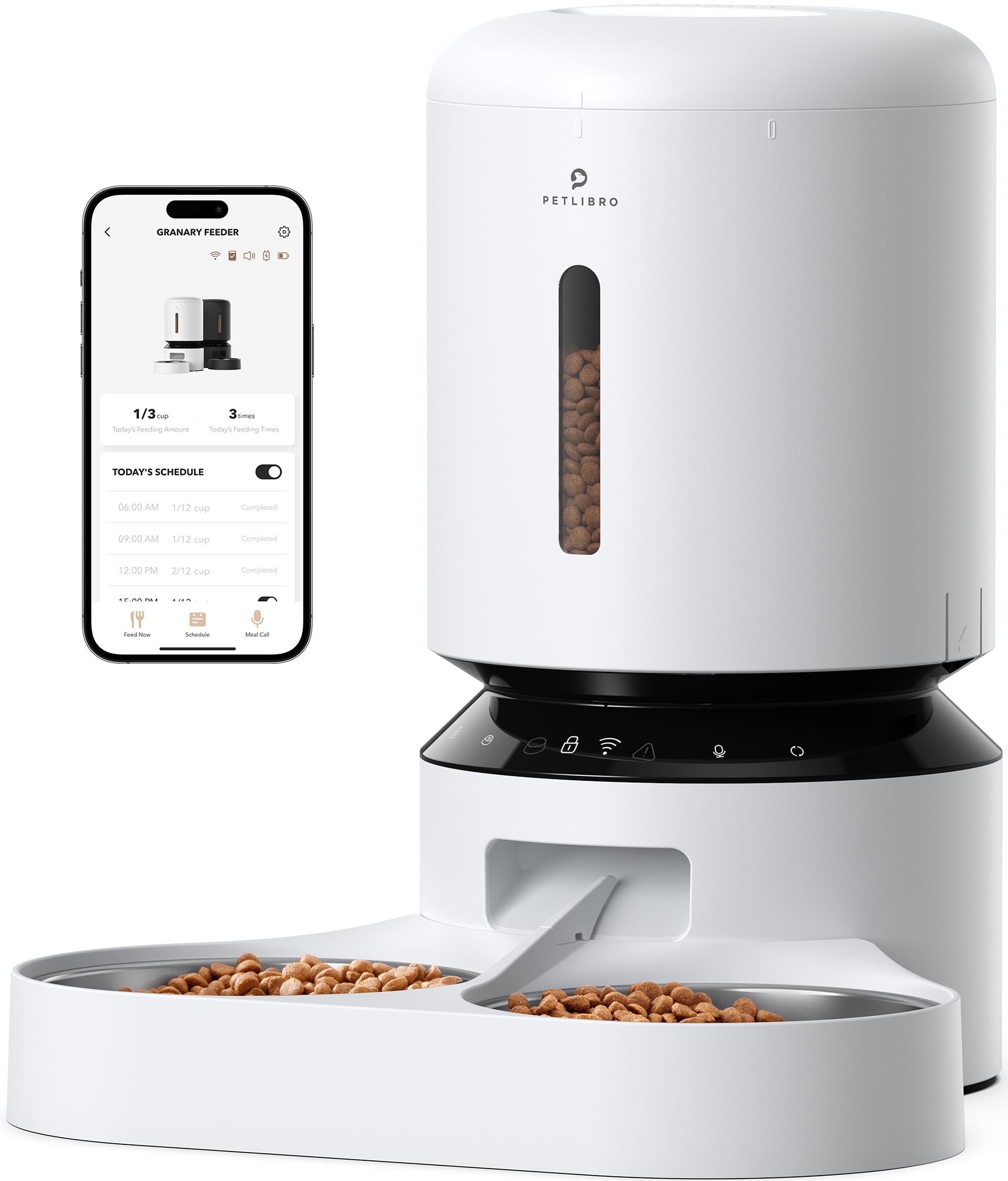 Petlibro - Granary WiFi Dual Food Tray - White - 5-liter capacity