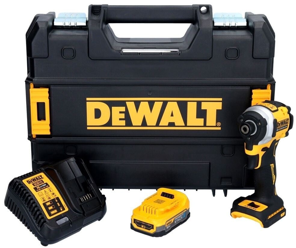 DEWALT - DCF850E1T-QW 18V XR Brushless Schlagschrauber mit PowerStack Akku – 205 Nm, Ultrakompakt