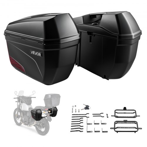 VEVOR Motorcykel Sidoväska 46L (23L*2) Universell ABS Motorcykel Sadelväska, Vattentät Avtagbar Vänster & Höger Motorcykel Sidoväska med Säkerhetslås för Bagageförvaring - Set om 2