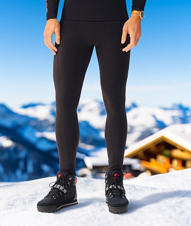 Superdry Herren Ski Base Layer Leggings Schwarz - Größe: XL