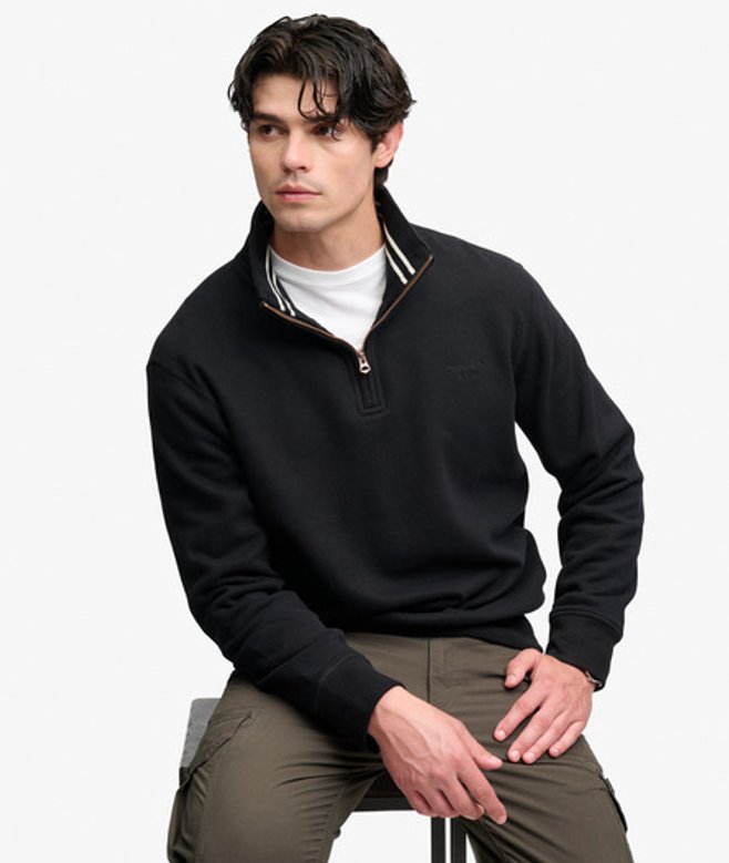 Superdry Damen Hochgeschlossener Pullover mit Zopfmuster Marineblau - Größe: 36