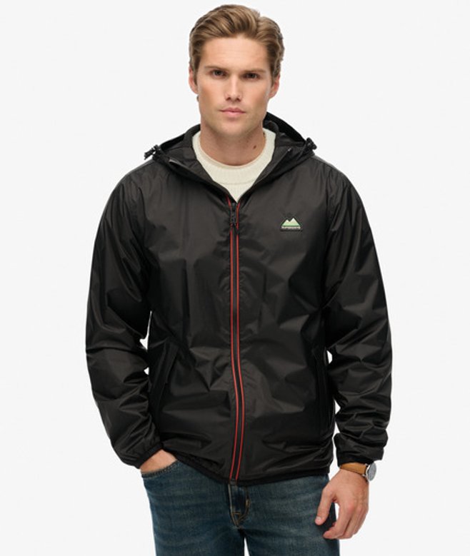 Superdry Herren Logo Patch Essential Tri Windbreaker Jacke, Schwarz - Größe: S