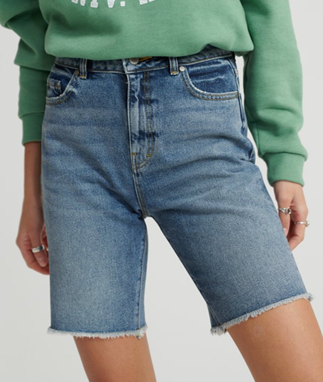 Superdry Damen Bermuda Boy Shorts Blau - Größe: 34