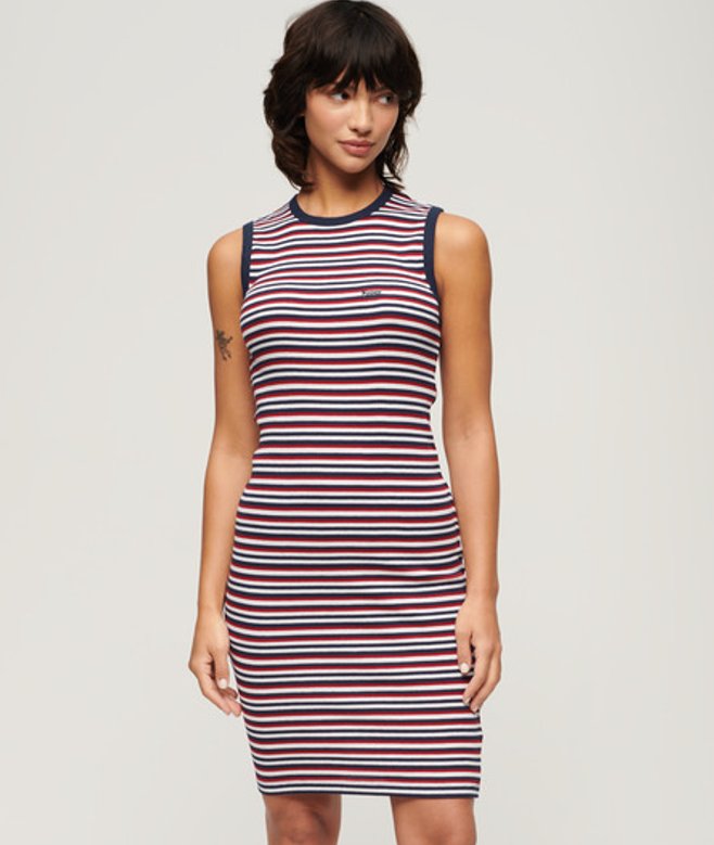 Superdry Damen Geripptes Bodycon-midikleid Marineblau - Größe: 44