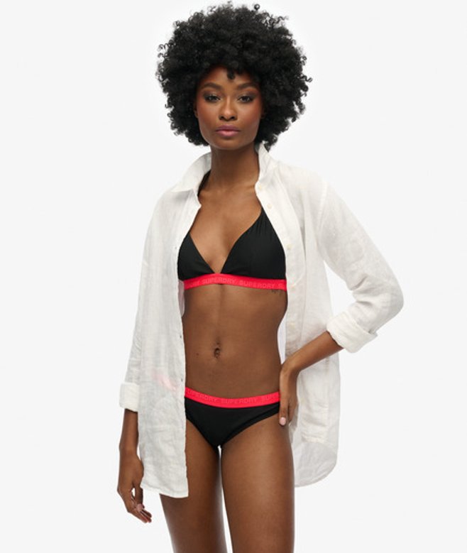 Superdry Damen Klassische Elastische Bikinihöschen Schwarz - Größe: 36